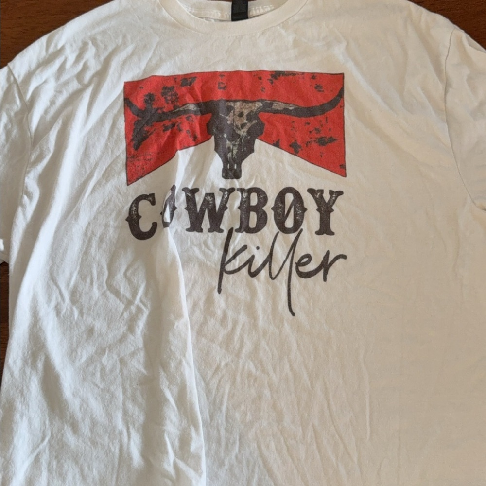 White Cowboy Killer Graphic T-Shirt
